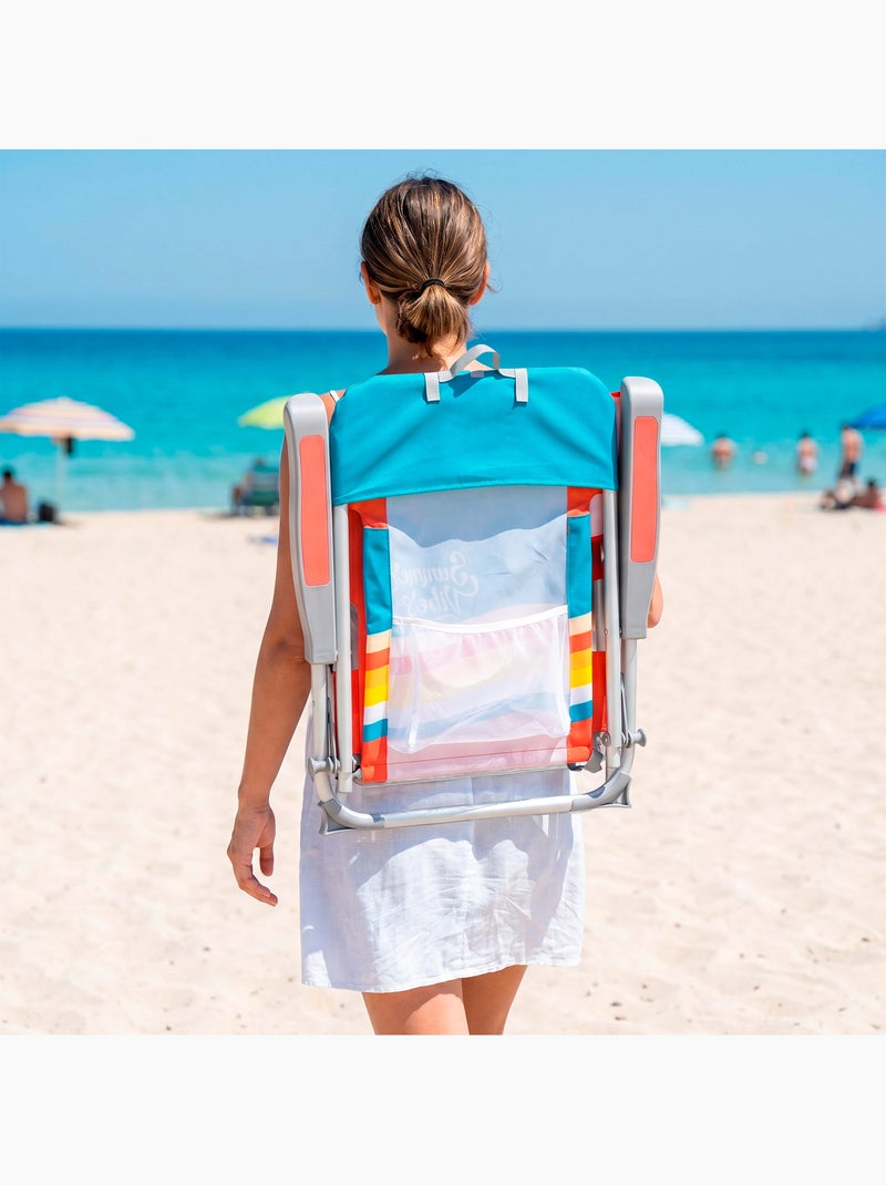 Aktive cadeira de praia multifuncional 50x60x85 cm multicolorida com bolsos Multicolorido - Kiabi