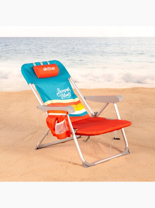 Aktive cadeira de praia multifuncional 50x60x85 cm multicolorida com bolsos - Kiabi