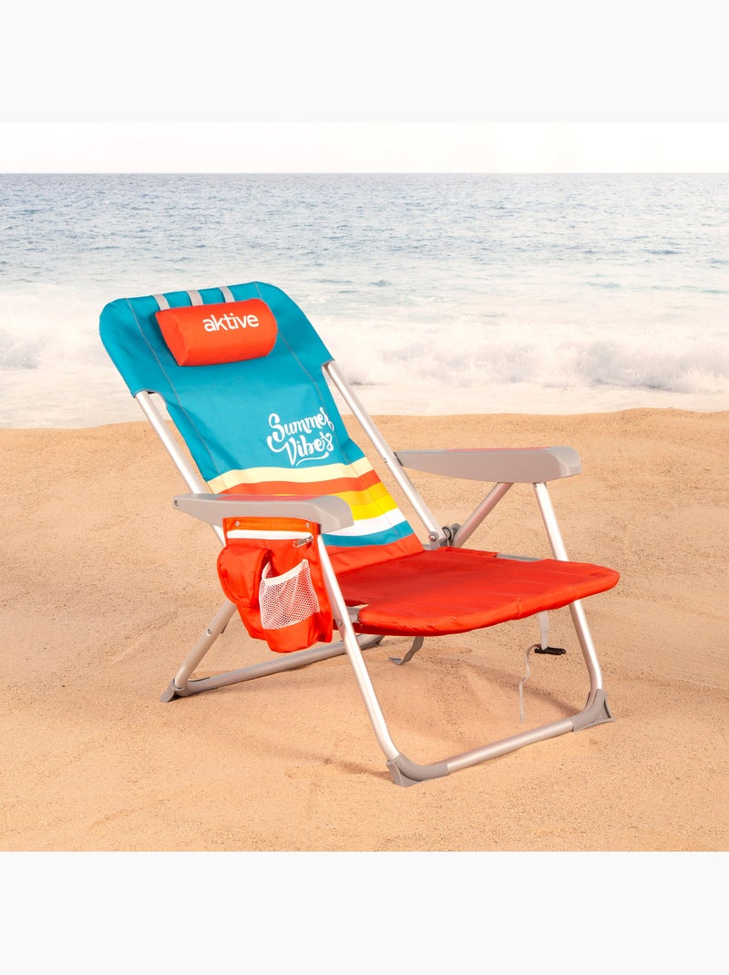 Aktive cadeira de praia multifuncional 50x60x85 cm multicolorida com bolsos Multicolorido - Kiabi