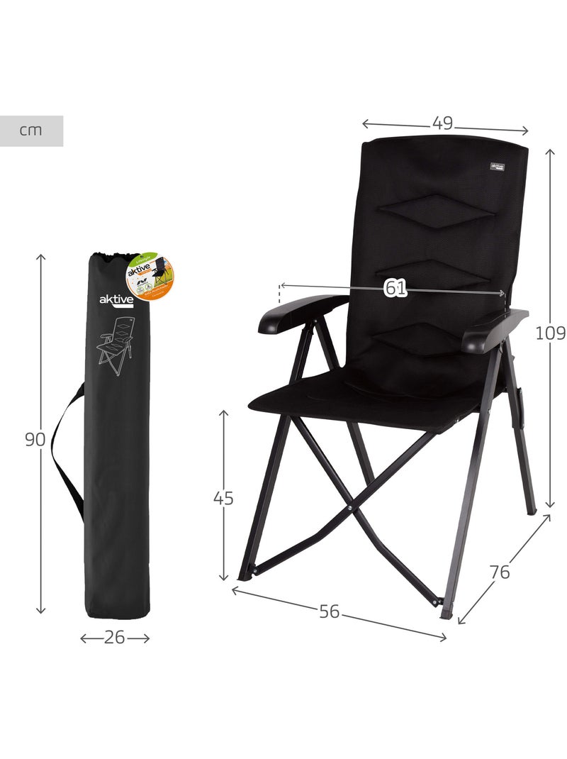 Aktive cadeira dobrável camping acolchoada e reclinável em 5 posições Preto - Kiabi