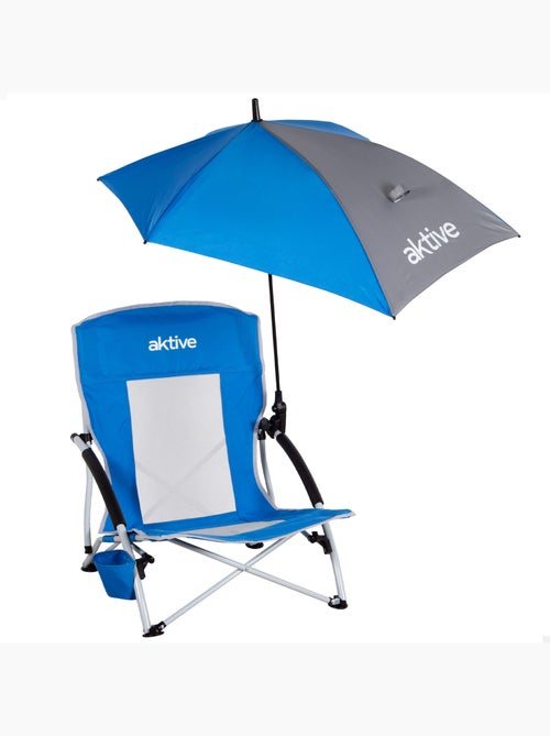 Aktive cadeira dobrável com guarda-sol e suporte para copos 50x49x65 cm azul - Kiabi Aktive cadeira dobrável com guarda-sol e suporte para copos 50x49x65 cm azul - Kiabi