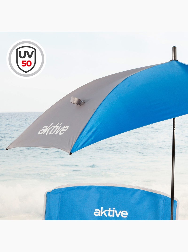 Aktive cadeira dobrável com guarda-sol e suporte para copos 50x49x65 cm azul Azul - Kiabi