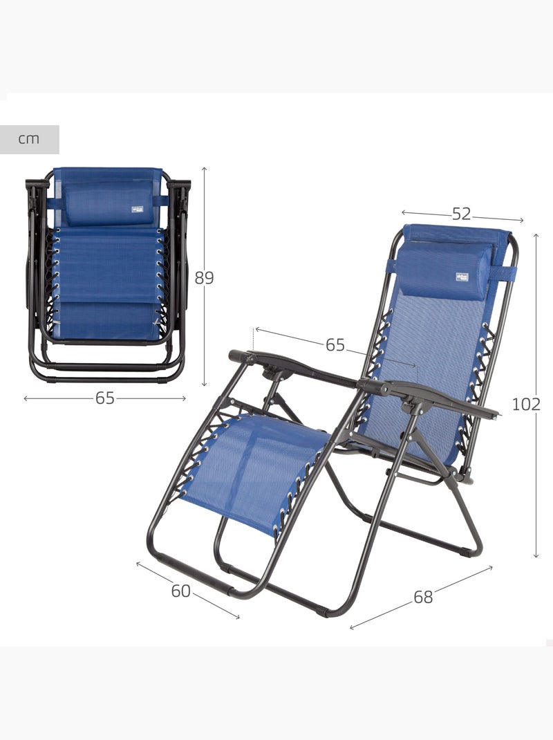 Aktive cadeira dobrável para jardim de gravidade zero azul 2 posições Azul - Kiabi