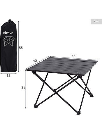 Aktive camping mesa dobrável para camping com mecanismo anti-tombamento 43x40x31 cm