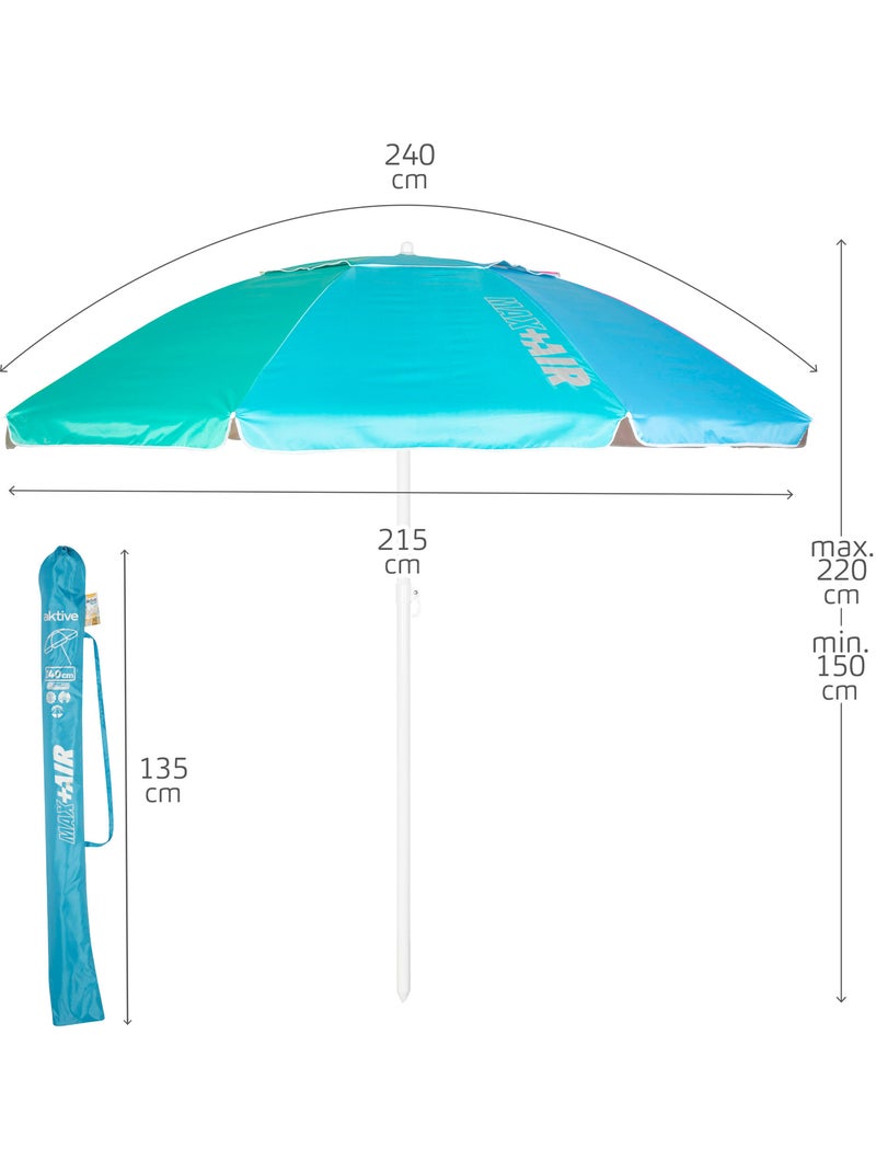 Aktive chapéu de praia à prova de vento 8 varas 240 cm multicolorido com ventilação Multicolorido - Kiabi