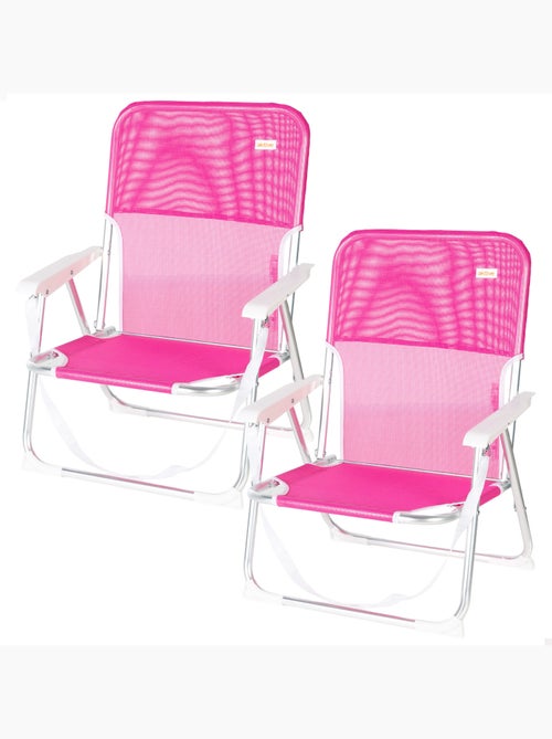 Aktive conjunto 2 cadeiras de praia dobráveis 44x40x72 cm fúcsia com pega - Kiabi