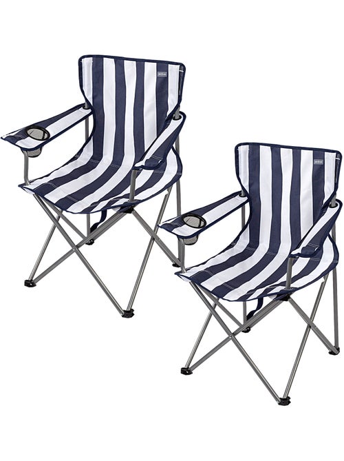 Aktive conjunto de 2 cadeiras altas de camping listradas, 45x47x82 cm - Kiabi Aktive conjunto de 2 cadeiras altas de camping listradas, 45x47x82 cm - Kiabi