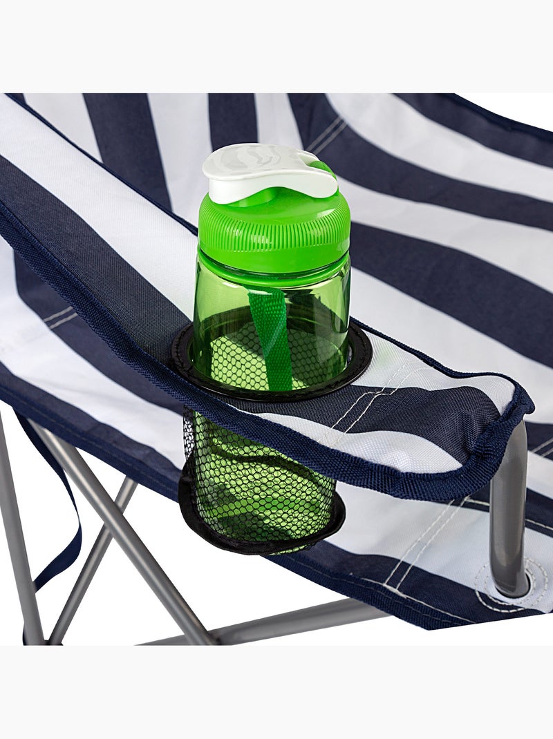 Aktive conjunto de 2 cadeiras altas de camping listradas, 45x47x82 cm Azul Branco - Kiabi