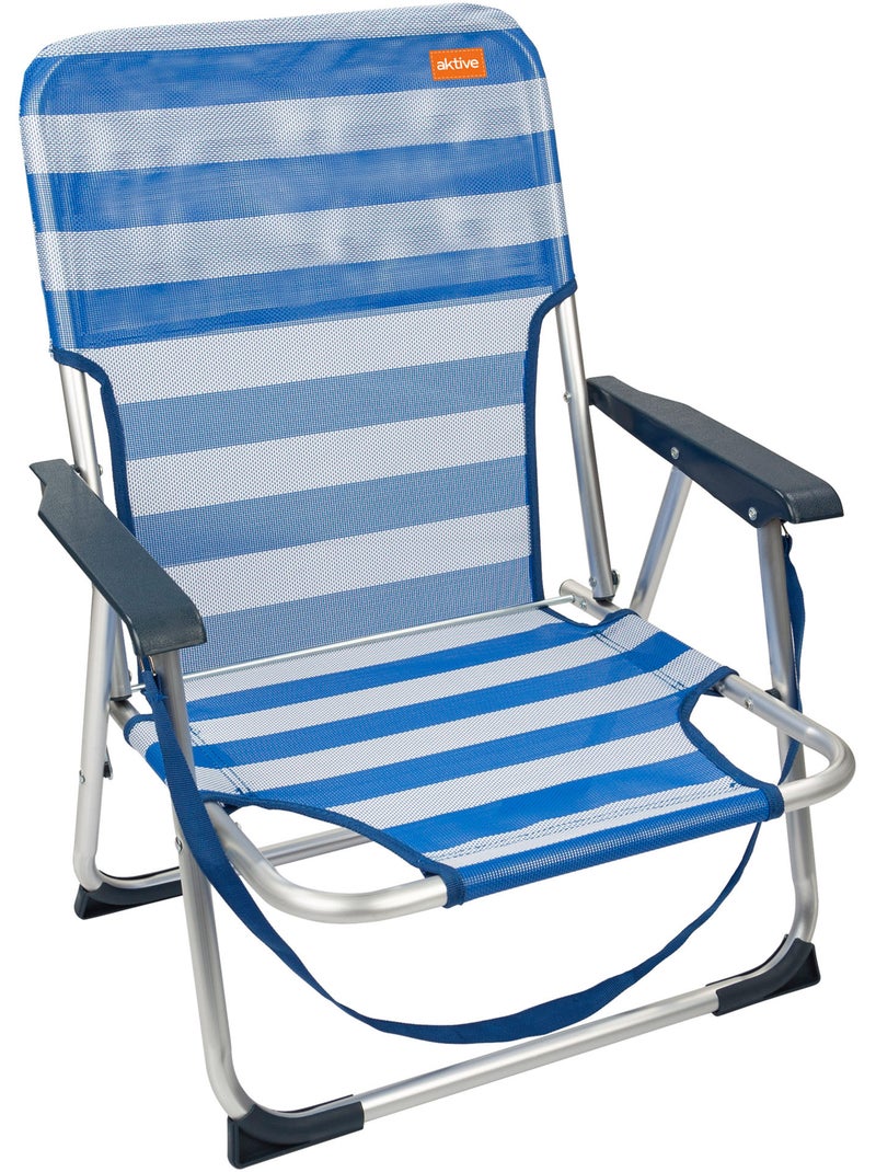 Aktive conjunto de 2 cadeiras de praia às riscas fixas e dobráveis Azul Branco - Kiabi