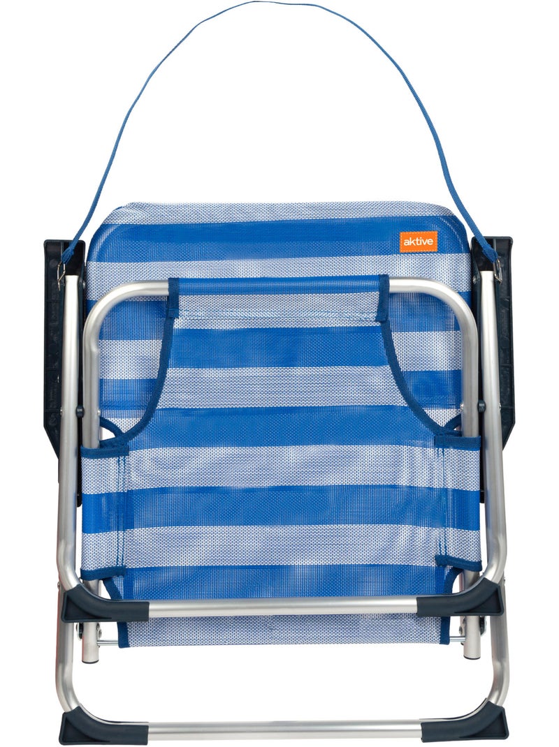 Aktive conjunto de 2 cadeiras de praia às riscas fixas e dobráveis Azul Branco - Kiabi