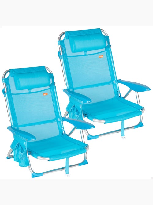 Aktive conjunto de 2 cadeiras de praia baixas dobráveis e multiposições 51x45x76 cm azul - Kiabi Aktive conjunto de 2 cadeiras de praia baixas dobráveis e multiposições 51x45x76 cm azul - Kiabi