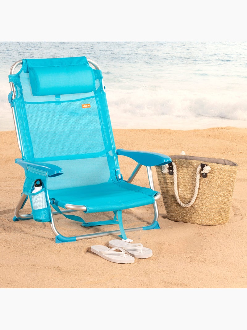 Aktive conjunto de 2 cadeiras de praia baixas dobráveis e multiposições 51x45x76 cm azul Azul - Kiabi
