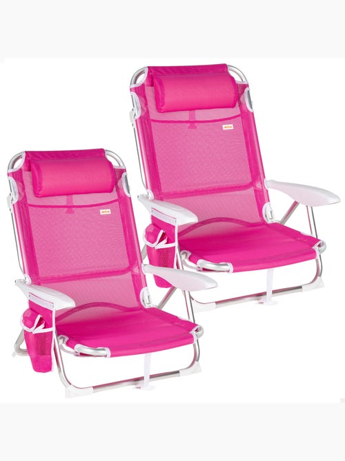Aktive conjunto de 2 cadeiras de praia baixas dobráveis multiposição 51x45x76 cm fúcsia - Kiabi