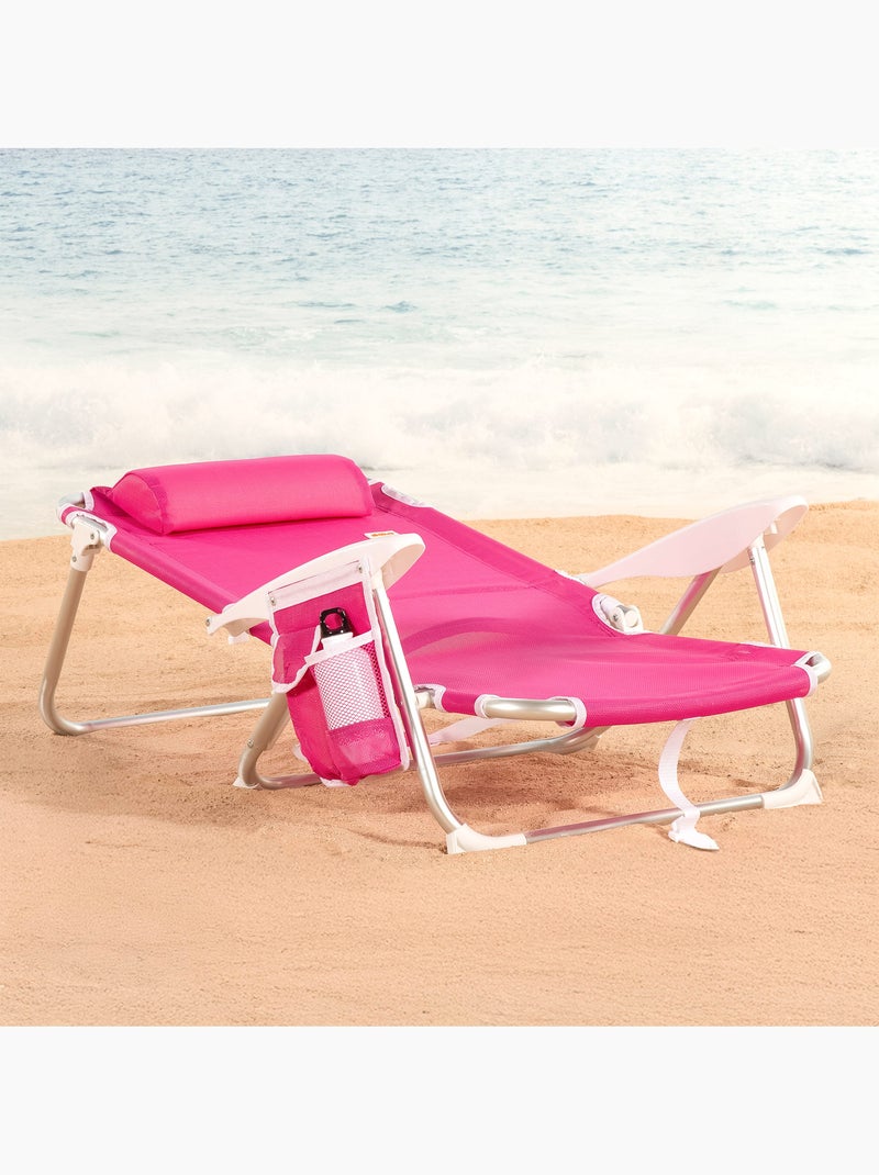 Aktive conjunto de 2 cadeiras de praia baixas dobráveis multiposição 51x45x76 cm fúcsia Rosa-fúcsia - Kiabi