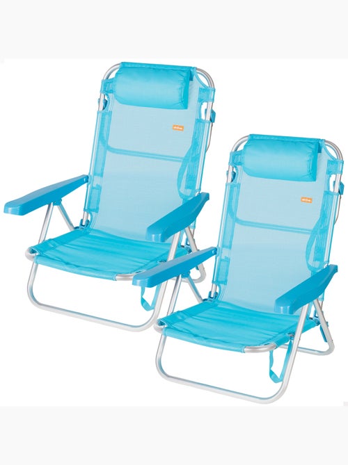 Aktive conjunto de 2 cadeiras de praia baixas multiposição 48x46x84 cm azul - Kiabi Aktive conjunto de 2 cadeiras de praia baixas multiposição 48x46x84 cm azul - Kiabi