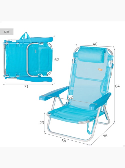 Aktive conjunto de 2 cadeiras de praia baixas multiposição 48x46x84 cm azul - Kiabi Aktive conjunto de 2 cadeiras de praia baixas multiposição 48x46x84 cm azul - Kiabi