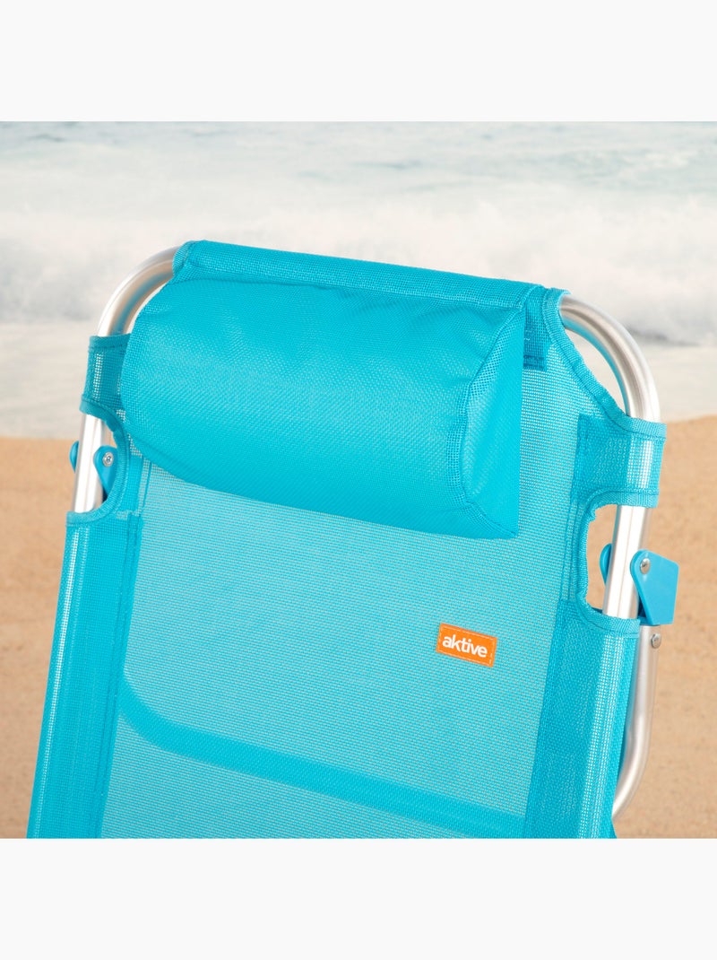Aktive conjunto de 2 cadeiras de praia baixas multiposição 48x46x84 cm azul Azul - Kiabi