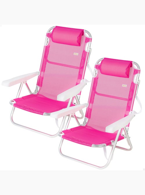 Aktive conjunto de 2 cadeiras de praia baixas multiposição 48x46x84 cm fúcsia - Kiabi
