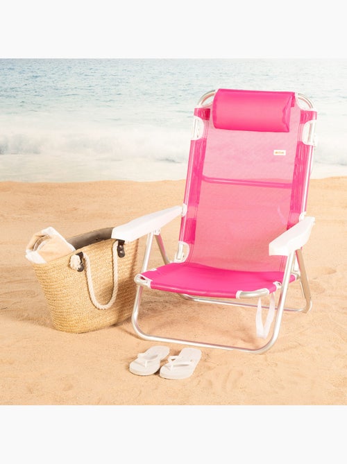 Aktive conjunto de 2 cadeiras de praia baixas multiposição 48x46x84 cm fúcsia - Kiabi