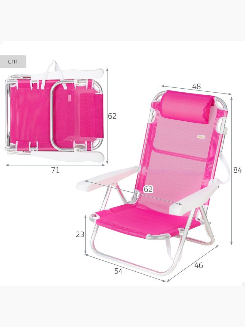 Aktive conjunto de 2 cadeiras de praia baixas multiposição 48x46x84 cm fúcsia Rosa-fúcsia - Kiabi