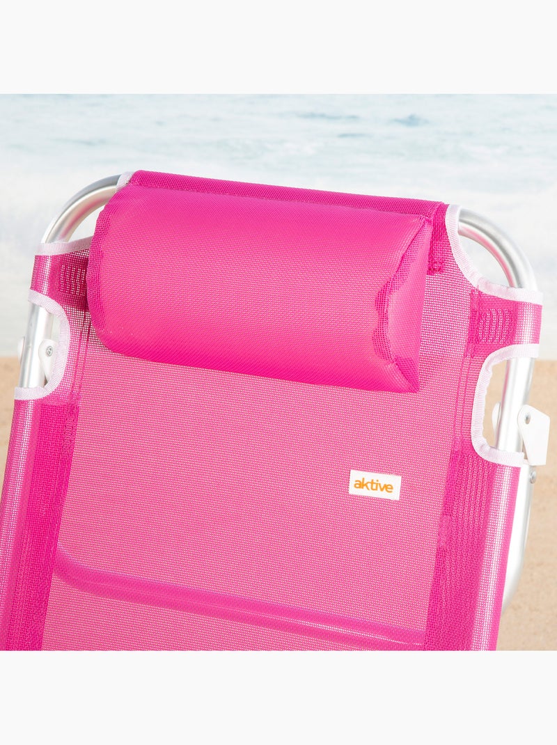 Aktive conjunto de 2 cadeiras de praia baixas multiposição 48x46x84 cm fúcsia Rosa-fúcsia - Kiabi