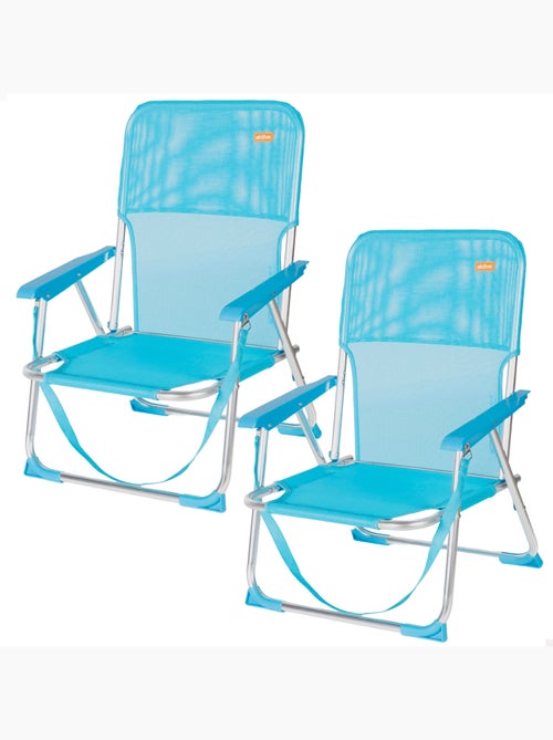 Aktive conjunto de 2 cadeiras de praia dobráveis 44x40x72 cm azul com pega - Kiabi Aktive conjunto de 2 cadeiras de praia dobráveis 44x40x72 cm azul com pega - Kiabi