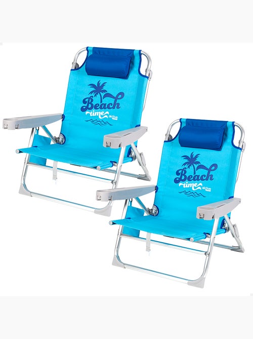 Aktive conjunto de 2 cadeiras de praia dobráveis baixas azuis - Kiabi Aktive conjunto de 2 cadeiras de praia dobráveis baixas azuis - Kiabi