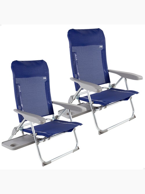 Aktive conjunto de 2 cadeiras de praia dobráveis multiposição com mesa e almofada - Kiabi Aktive conjunto de 2 cadeiras de praia dobráveis multiposição com mesa e almofada - Kiabi
