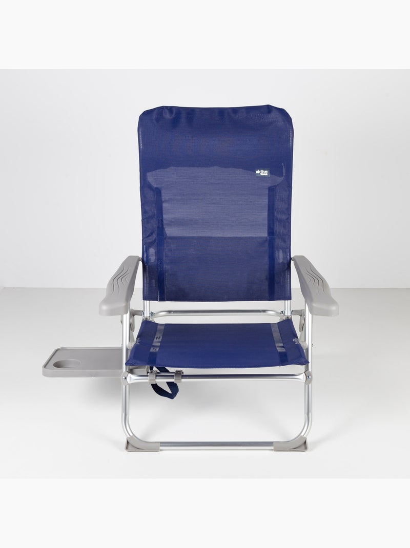 Aktive conjunto de 2 cadeiras de praia dobráveis multiposição com mesa e almofada Azul-marinho - Kiabi