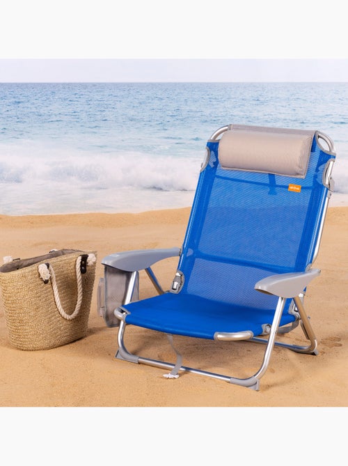 Aktive conjunto de 2 cadeiras de praia multiposição dobráveis azuis com assento baixo - Kiabi Aktive conjunto de 2 cadeiras de praia multiposição dobráveis azuis com assento baixo - Kiabi