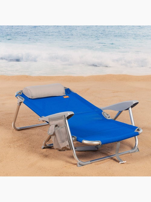 Aktive conjunto de 2 cadeiras de praia multiposição dobráveis azuis com assento baixo - Kiabi Aktive conjunto de 2 cadeiras de praia multiposição dobráveis azuis com assento baixo - Kiabi