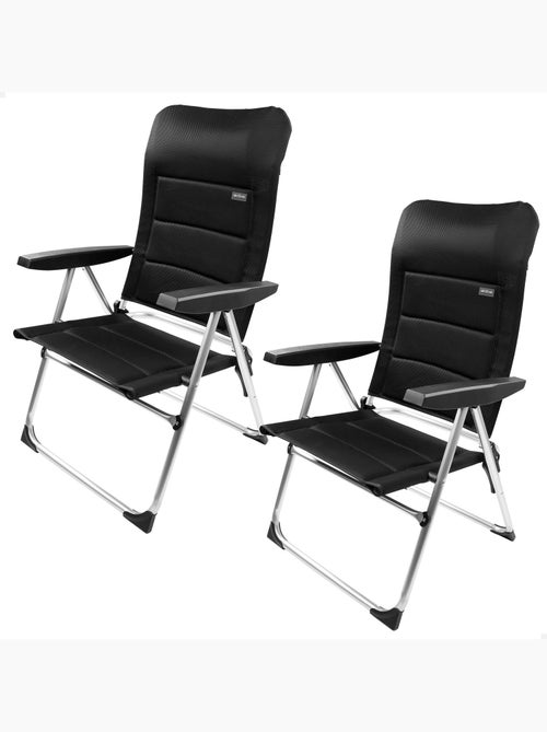 Aktive conjunto de 2 cadeiras dobráveis e multiposições com estofados pretos - Kiabi Aktive conjunto de 2 cadeiras dobráveis e multiposições com estofados pretos - Kiabi