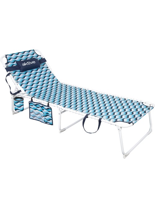 Aktive espreguiçadeira de praia multiposições 200x70x88 cm azul - Kiabi Aktive espreguiçadeira de praia multiposições 200x70x88 cm azul - Kiabi