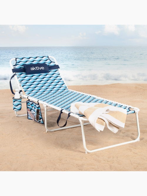 Aktive espreguiçadeira de praia multiposições 200x70x88 cm azul - Kiabi Aktive espreguiçadeira de praia multiposições 200x70x88 cm azul - Kiabi