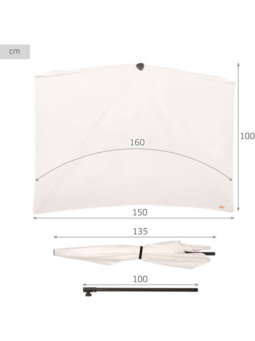 Aktive garden guarda-sol retangular de parede para jardim 160x100 cm - Kiabi