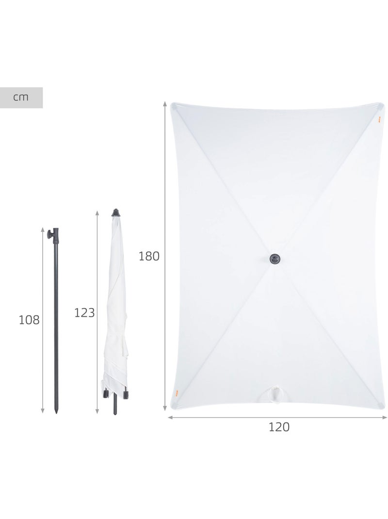 Aktive garden guarda-sol retangular para exterior proteção uv30 180x120 cm Branco - Kiabi