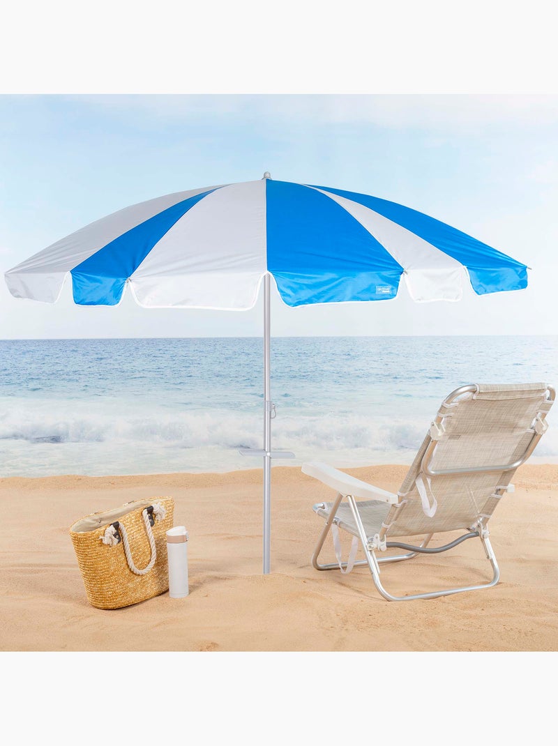 Aktive guarda-sol com 8 hastes 220 cm azul e branco com espiral de âncora Azul - Kiabi