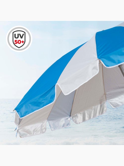 Aktive guarda-sol com 8 hastes 220 cm azul e branco com espiral de âncora - Kiabi