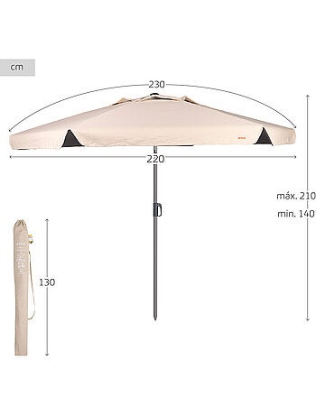 Aktive guarda-sol de jardim grande hexagonal basculante marfim 230 cm uv50