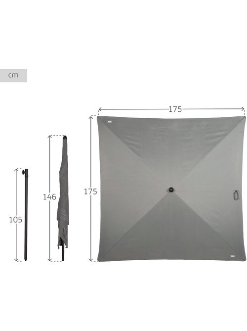 Aktive guarda-sol de jardim quadrado 175x175 cm cinza com haste basculante - Kiabi Aktive guarda-sol de jardim quadrado 175x175 cm cinza com haste basculante - Kiabi