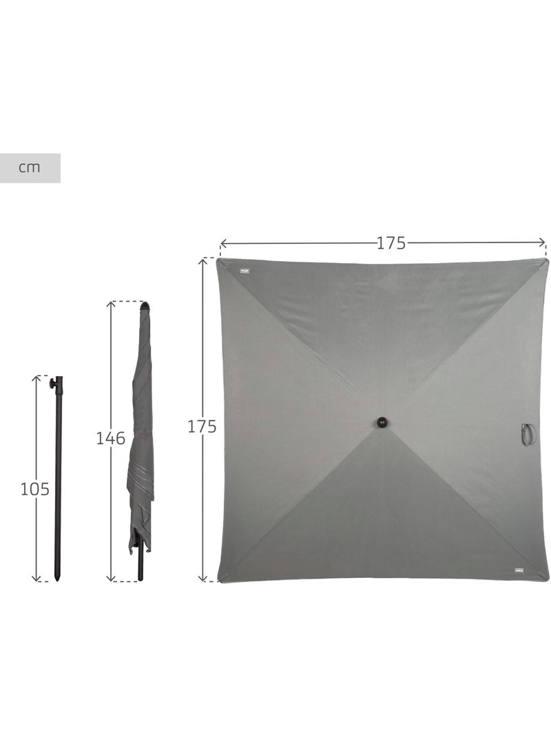 Aktive guarda-sol de jardim quadrado 175x175 cm cinza com haste basculante Cinza - Kiabi
