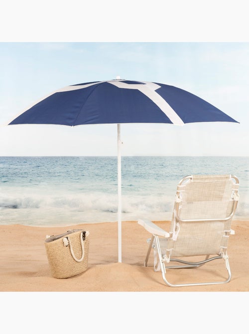 Aktive guarda-sol de praia 8 hastes 200 cm inclinável com impressão azul - Kiabi Aktive guarda-sol de praia 8 hastes 200 cm inclinável com impressão azul - Kiabi