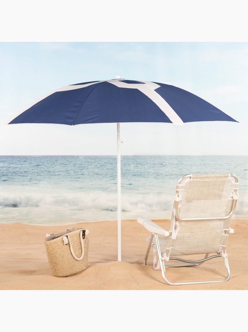 Aktive guarda-sol de praia 8 hastes 200 cm inclinável com impressão azul Azul - Kiabi