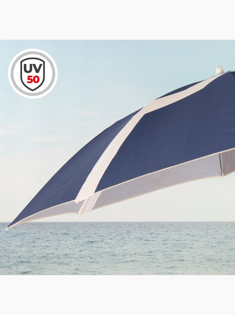 Aktive guarda-sol de praia 8 hastes 200 cm inclinável com impressão azul Azul - Kiabi