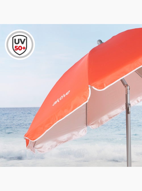 Aktive guarda-sol de praia 8 varetas 180 cm coral - Kiabi