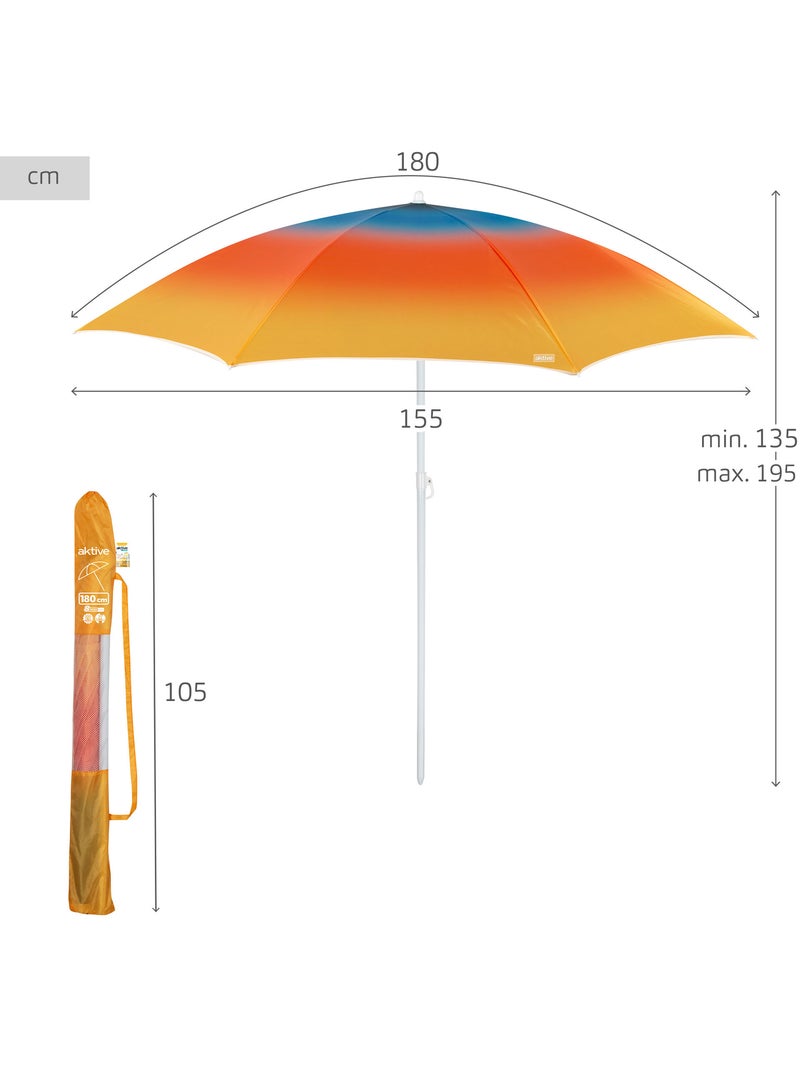 Aktive guarda-sol de praia 8 varetas 180 cm inclinável com estampa multicolorida Multicolorido - Kiabi