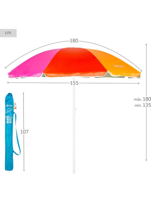 Aktive guarda-sol de praia 8 varetas 180 cm multicolorido - Kiabi