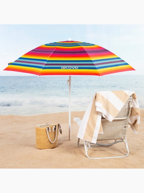 Aktive guarda-sol de praia 8 varetas 180 cm riscas multicoloridas - Kiabi