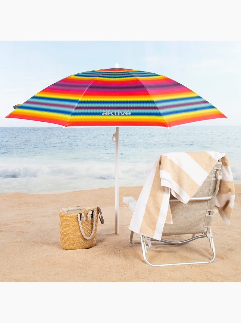 Aktive guarda-sol de praia 8 varetas 180 cm riscas multicoloridas Multicolorido - Kiabi