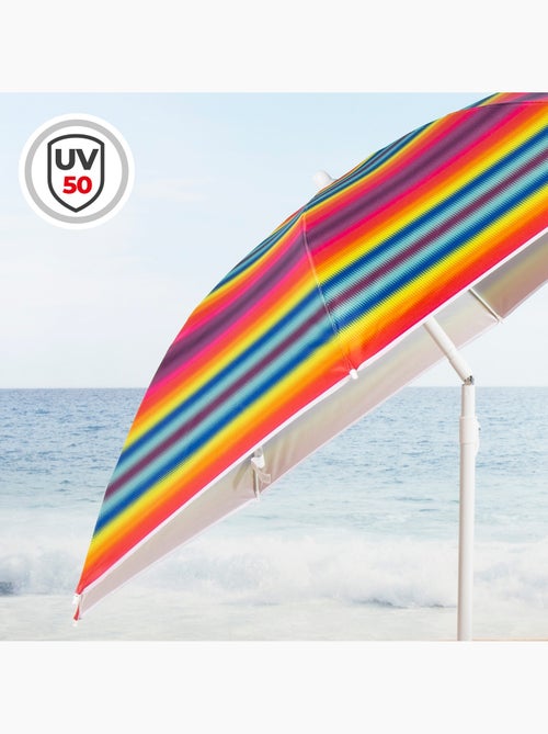 Aktive guarda-sol de praia 8 varetas 180 cm riscas multicoloridas - Kiabi